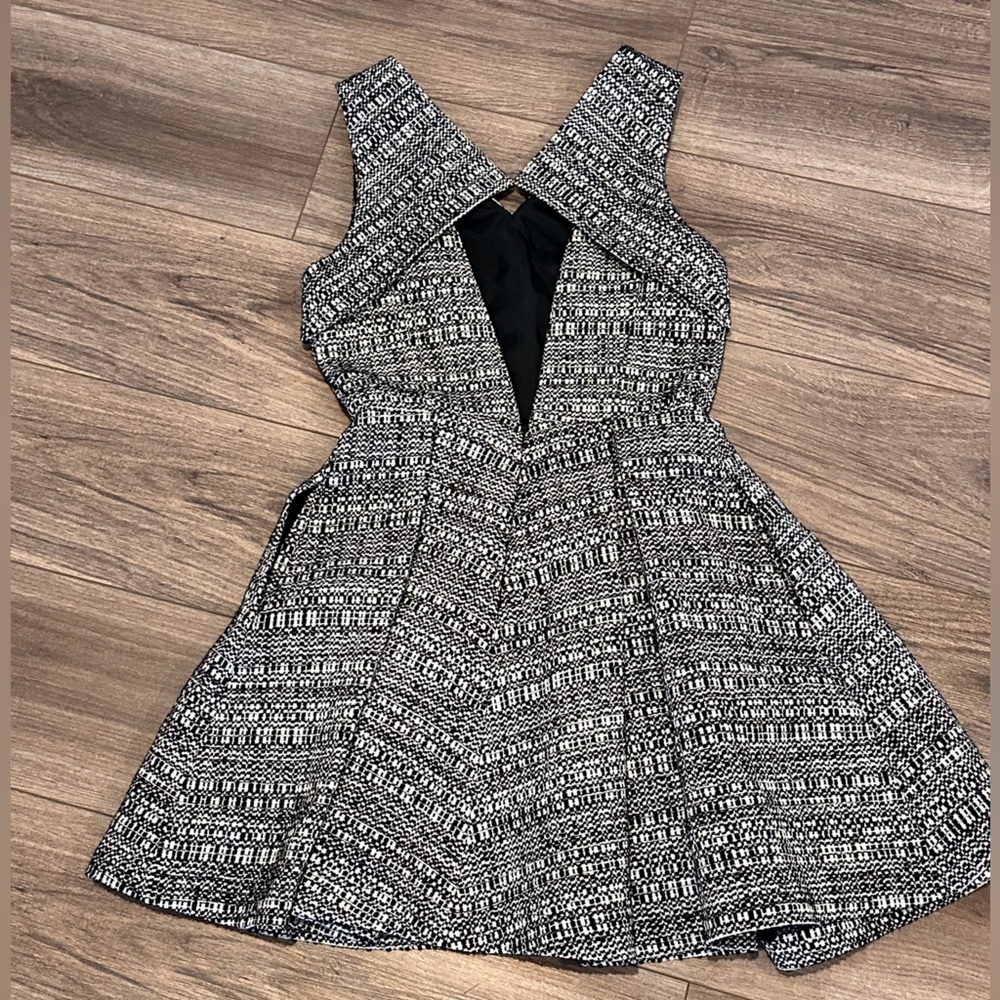 Robert Rodriguez Raffia Tweed Black and White Cocktail Dress Size 2 - Picture 5 of 10